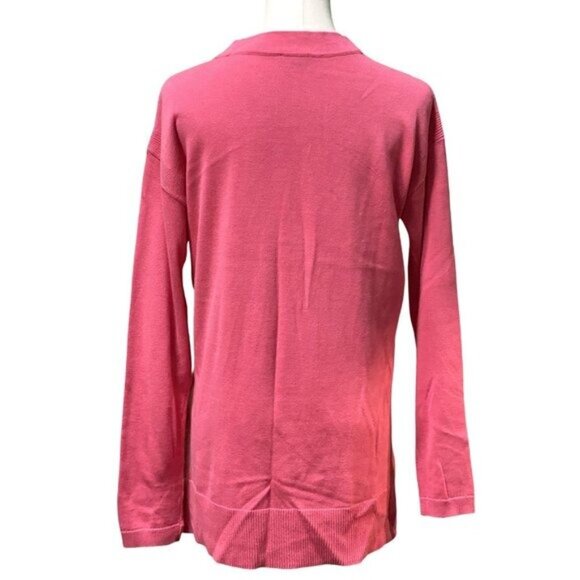 Talbots Long Sleeve V-Neck Bubble Gum Pink Cotton Blend Long Cardigan Size S/P - Picture 2 of 5